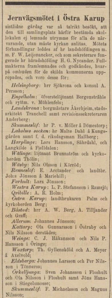 HALLANDSPOSTEN – 21 april 1882