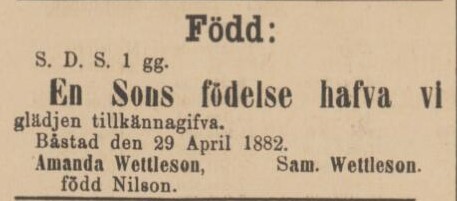 HELSINGBORGS TIDNING – 5 maj 1882