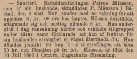 HELSINGBORGS TIDNING – 20 december 1882