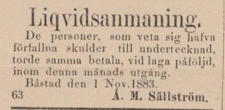 BÅSTADS TIDNING – 8 november 1883 (forts.)