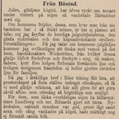 HELSINGBORGSTIDNINGEN SKÅNES ALLEHANDA – 8 januari 1884
