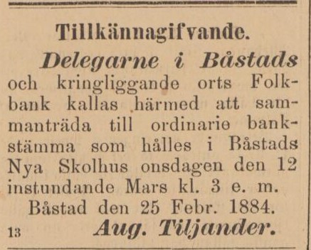 BÅSTADS TIDNING – 28 februari 1884