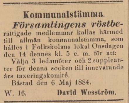 BÅSTADS TIDNING – 8 maj 1884
