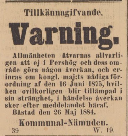 BÅSTADS TIDNING – 29 maj 1884