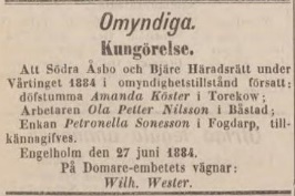 POST- OCH INRIKES TIDNINGAR – 11 juli 1884