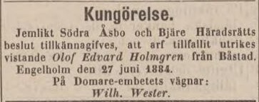 POST- OCH INRIKES TIDNINGAR – 11 juli 1884 (forts.)