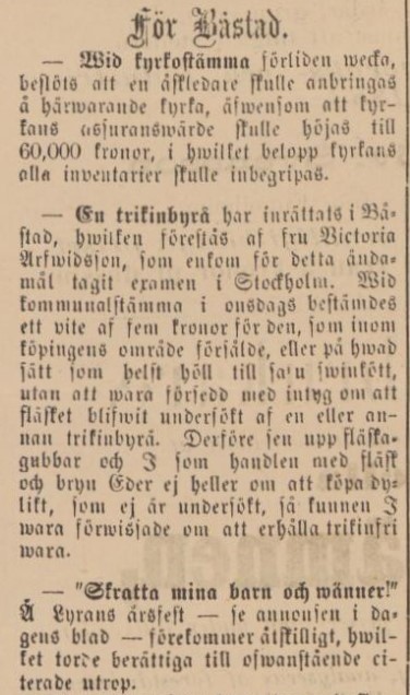BÅSTADS TIDNING – 1 oktober 1884