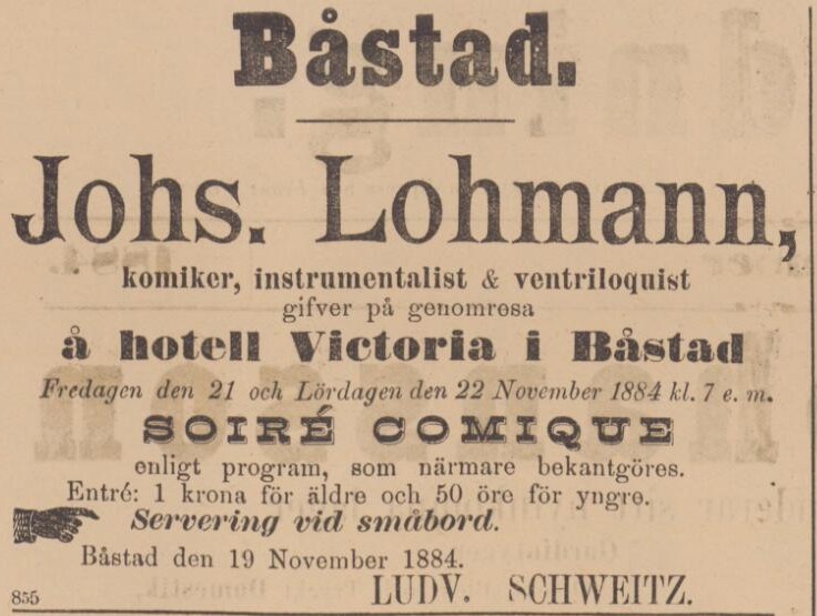 BÅSTADS TIDNING – 19 november 1884