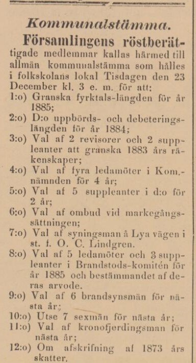 BÅSTADS TIDNING – 17 december 1884
