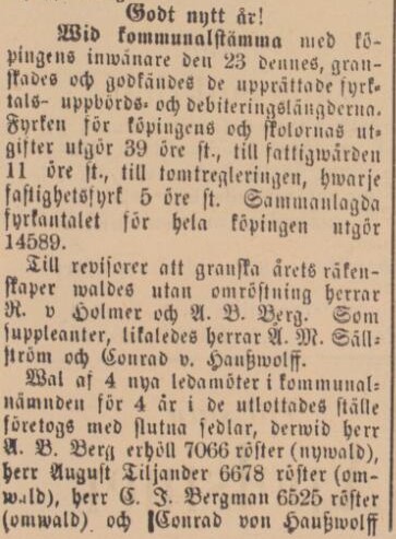 BÅSTADS TIDNING – 31 december 1884 (forts.)