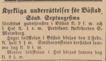 BÅSTADS TIDNING – 28 januari 1885
