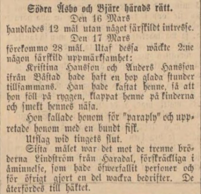 NORRA SKÅNE – 20 mars 1885