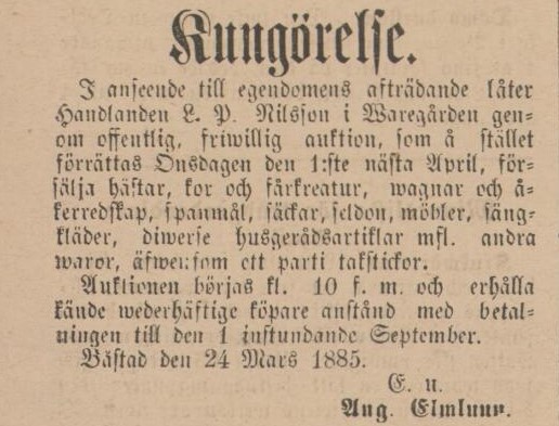 ENGELHOLMS TIDNING – 31 mars 1885