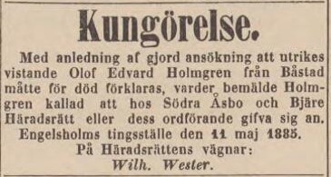 POST- OCH INRIKES TIDNINGAR – 16 maj 1885