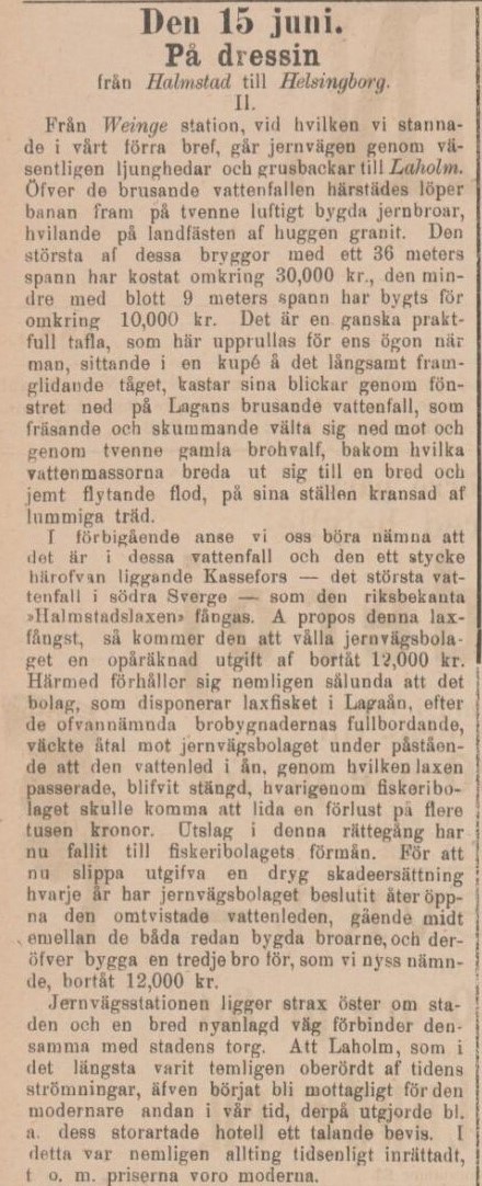 ÖRESUNDSPOSTEN – 15 juni 1885