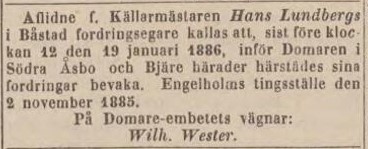 POST- OCH INRIKES TIDNINGAR – 7 november 1885