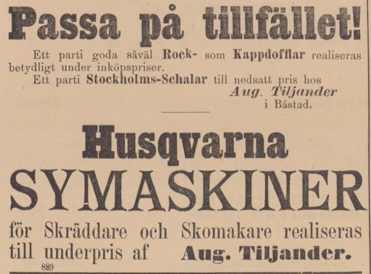 BÅSTADS TIDNING – 11 november 1885