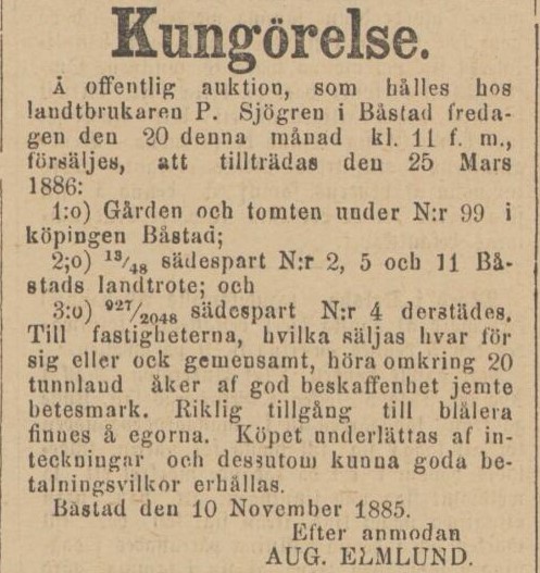 ENGELHOLMS TIDNING – 13 november 1885