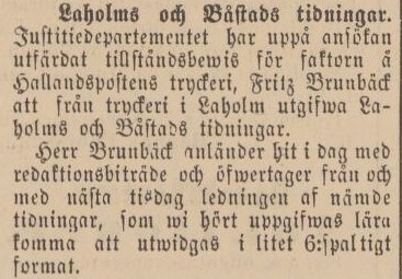 LAHOLMS NYA TIDNING – 28 november 1885