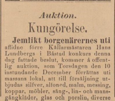 BÅSTADS TIDNING – 2 december 1885