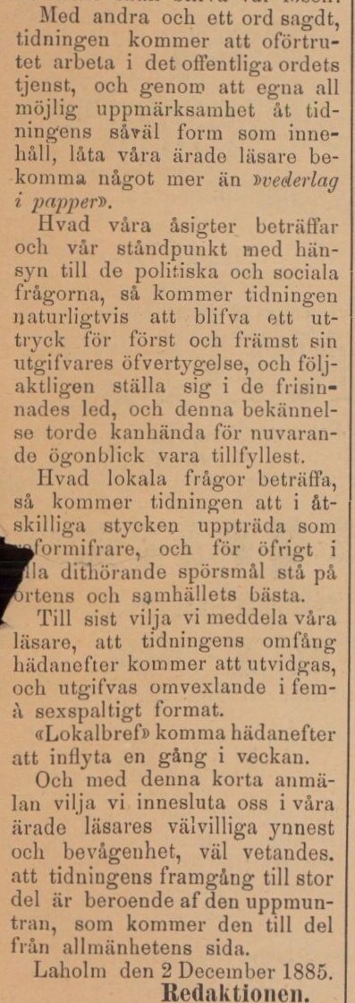 BÅSTADS TIDNING – 2 december 1885 (forts.)