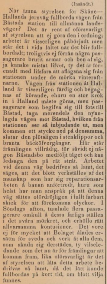 BÅSTADS TIDNING – 16 december 1885