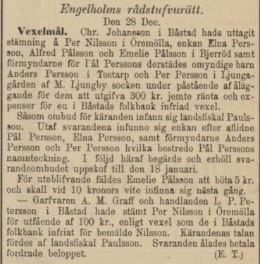 HELSINGBORGSTIDNINGEN SKÅNES ALLEHANDA – 31 december 1885