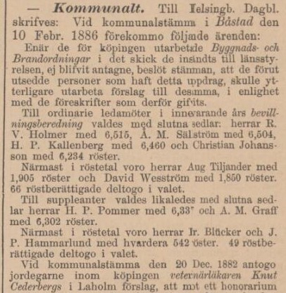 HELSINGBORGS DAGBLAD – 16 februari 1886