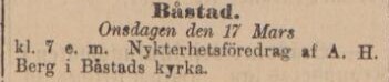 HALLAND – 13 mars 1886