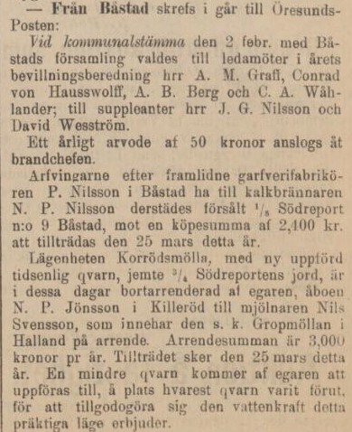 ÖRESUNDSPOSTEN – 5 februari 1887