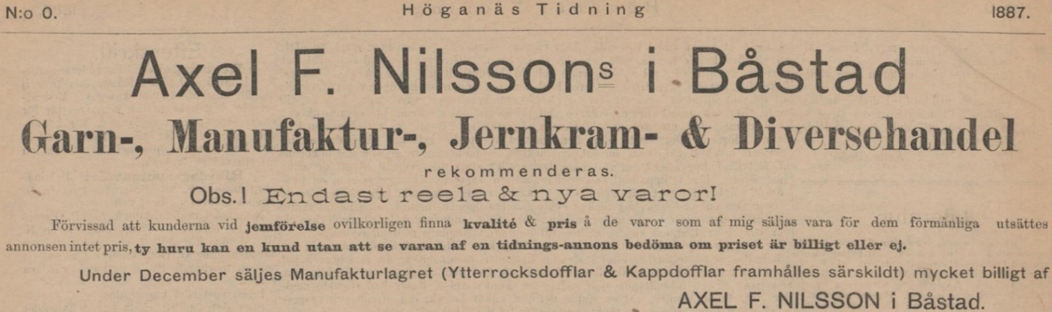 HÖGANÄS TIDNING – 17 december 1887
