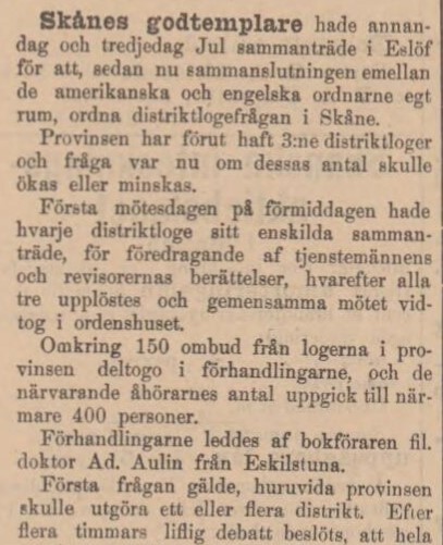 KRISTIANSTADSBLADET – 29 december 1887