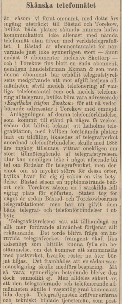 HELSINGBORGS DAGBLAD – 5 januari 1888