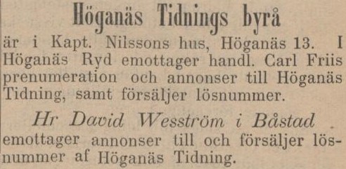 HÖGANÄS TIDNING – 7 januari 1888