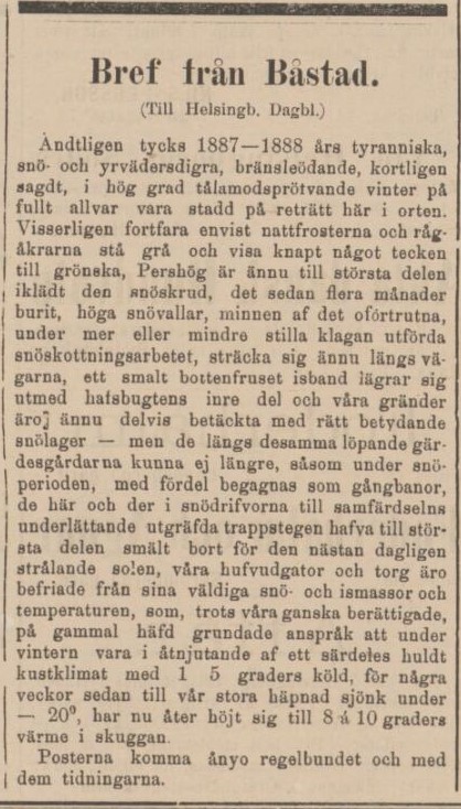 HELSINGBORGS DAGBLAD – 19 april 1888