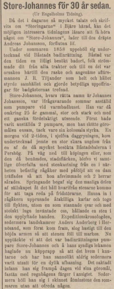 HELSINGBORGSTIDNINGEN SKÅNES ALLEHANDA – 15 januari 1889
