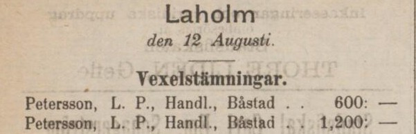EXEKUTIVA UPPGIFTER – 17 augusti 1889