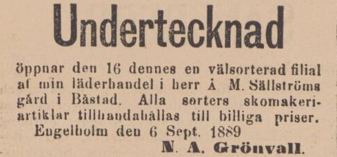 ENGELHOLMS TIDNING – 7 september 1889