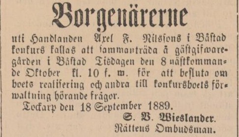 ENGELHOLMS TIDNING – 3 oktober 1889