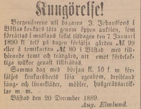 ENGELHOLMS TIDNING – 2 januari 1890