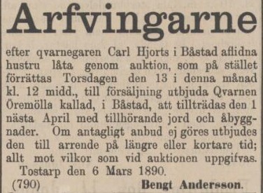 HELSINGBORGSTIDNINGEN SKÅNES ALLEHANDA – 8 mars 1890