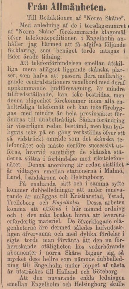 NORRA SKÅNE – 26 mars 1891