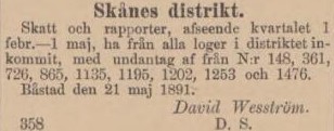 REFORMATORN – 28 maj 1891