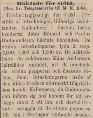 MALMÖ ALLEHANDA – 3 oktober 1891