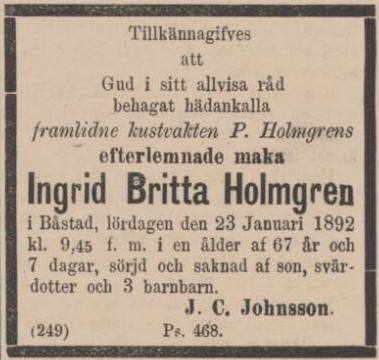 HALLANDSPOSTEN – 25 januari 1892