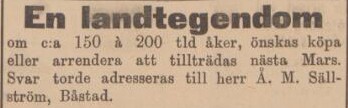 ANNONSBLAD TILL TIDSKRIFT FÖR LANDTMÄN – 28 maj 1892