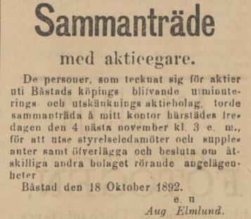 ENGELHOLMS TIDNING – 20 oktober 1892