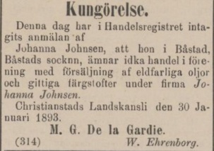 SKÅNSKA POSTEN – 31 januari 1893