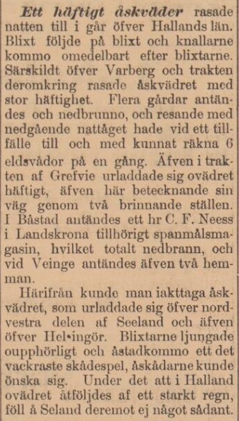HELSINGBORGSPOSTEN SKÅNE-HALLAND – 21 augusti 1893