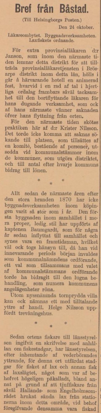HELSINGBORGSPOSTEN SKÅNE-HALLAND – 26 oktober 1893
